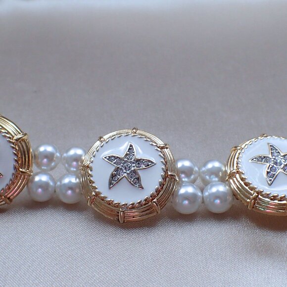Starfish Rhinestone Bracelet and Clip on Earring Set by Butler - Picture 4 of 9